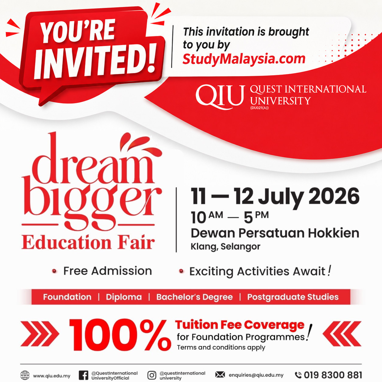 Quest International University Dream Bigger Education Fair