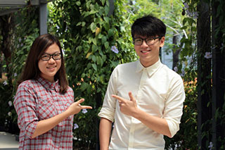 Chan Thing (from left) and Teoh Wei Zhuan, KDU’s Mass Communication students, both won status as Campus Newscasters after they have gone through a stiff audition.