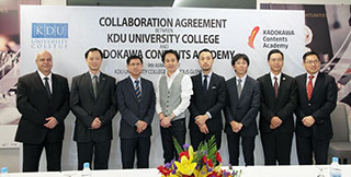 Group picture of the representatives from KDU University College, Kadokawa Contents Academy, InvestKL and the Embassy of Japan in Malaysia after the signing ceremony.