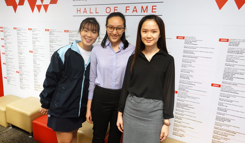 From (left to right) : Pei Xin, Crystal and Hui Yun will be completing their final year in the University of Queensland.