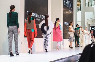 Garments by ESMOD Kuala Lumpur graduates on the runway of Penang Fashion Week 2018.