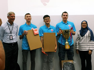 Team hashcow from Asia Pacific University of Technology & Innovation (APU) championed the F-Secure Intervarsity Cybersecurity Hackathon 2018, retaining the university’s title for the third time in a row. From left: Ingvar Froiland, F-Secure Corporation general manager and director, Nikita Pivnev, Choong Chih Xien, Alexandr Sukhamera and Afiqah Zainal, Client Management Executive, Malaysia Digital Economy Corporation (MDEC).