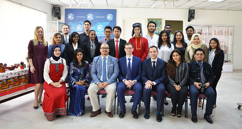 At the Diplomatic Mission Visit, students and lecturers from APU had the opportunity to interact with Alexander V. Antipov, First Secretary (seated, third from right) and Maxim A. Salnikov, Second Secretary, Press-Attaché (seated, center) at the Embassy of the Russian Federation to Malaysia.