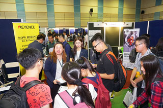 Job-seekers can discuss career opportunities with potential employers during the fair.